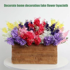 Artificial Flower Bouquet 5 Heads Hyacinth 33cm Purple Pink Yellow-Pl V2R2 Y4Q2 - Picture 1 of 28
