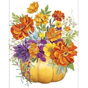 Mary Lake-Thompson Fall Flowers Pumpkin Harvest Flour Sack Kitchen Towel - Picture 1 of 3