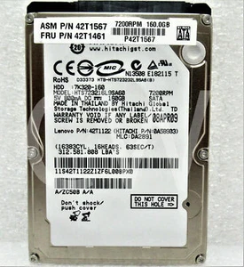 HTS723216L9SA60 Hitachi TRAVELSTAR 160GB 7.2K RPM 1.5Gb/s 2.5" SATA Hard Drive - Picture 1 of 2