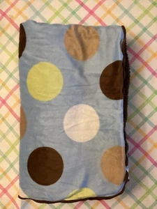 Carters blaue Babydecke brauner Rücken grün weiß braun gepunktet - Bild 1 von 4