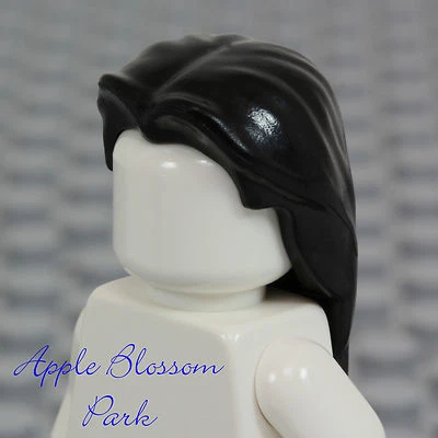 NEW Lego Boy/Girl Minifig LONG BLACK HAIR - Male Female Minifigure Head Gear Wig - Image 1 of 4