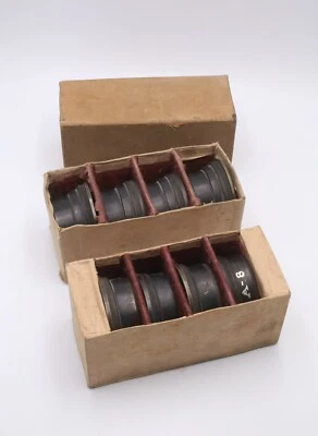 Lot (8) Unsigned Late 19th-Early 20th c. Brass Large Format Casket Lens Set - Image 1 of 4