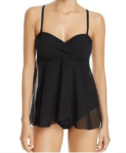 NWT $128 Profile by Gottex Twist Front Flyaway Tummy Control One Piece US 8 - Picture 1 of 5