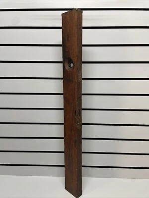 Rare Antique Wood Level Brass Bound Disston & Morss, Phila., 1878 Good Vials - Image 1 of 4