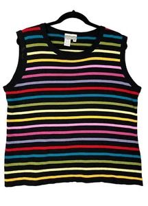 Chaleco tejido a rayas multicolor Coldwater Creek talla XL acrílico/algodón - Imagen 1 de 4