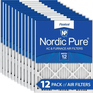 18x18x1 (17_3/4x17_3/4) Pleated MERV 12 Air Filters 12 Pack - Picture 1 of 7