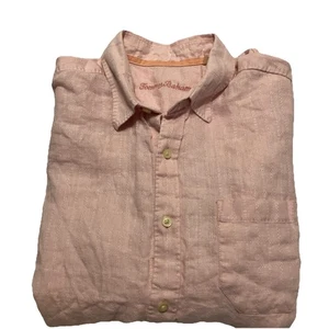 Tommy Bahama Hemd Herren Large Rosa Kariert Leinen Knopfleiste Langarm - Bild 1 von 10