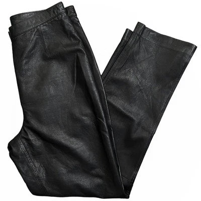 90s Y2K Black Genuine Leather High Rise Pants - Image 1 of 4