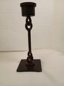 Candelabro estilo Steampunk diseño de eslabones de cadena negro peso pesado - Imagen 1 de 7
