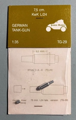 JORDI RUBIO TG-29 - GERMAN TANK-GUN 7,5cm KwK L/24 - 1/35 METAL - Immagine 1 di 2