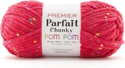 Premier Parfait Chunky Pom Pom Yarn Party Pink (3 Pack) #6 Super Bulky Weight - Image 1 of 3