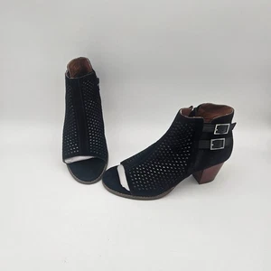 Vionic Chryssa schwarze zehenfreie Wildleder-Stiefelette Booties Damengröße 7 NEU - Bild 1 von 8