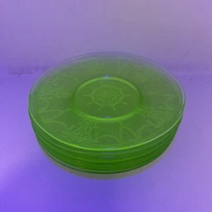 9 - Anchor Hocking Cameo Ballerina Uranium Glass Saucer - 6 1/8" - Picture 1 of 2