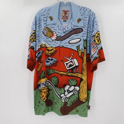 Camisa De Colección Mambo Loud Para Hombres Mediana Perdida Fin de Semana Coche Árbol Arte Gráfico Rayón Años 90 Foto 1 de 4