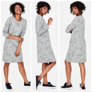 Boden FAB!  Gray French Terry Long Sleeve Relaxed Fit Dove Bird US 10 L  Tall - Picture 1 of 8