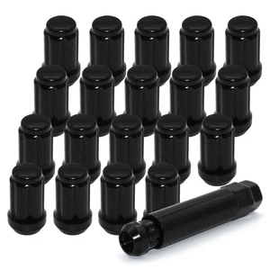 20 Stck. 1/2-20 schwarze Lug Nuts, 1,35 Zoll hoch Sechskant Anhänger Lug Nuts, 60 Grad Koni... - Bild 1 von 7