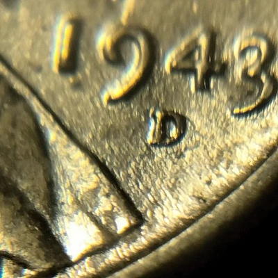 1943 P Lincoln Steel Cent Struck Thru Strike Doubled D - Image 1 of 4