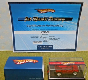 HOT WHEELS FACTORY - HUMMER H2 in Metallic Red - FAO SCHWARZ w/ COA - Picture 1 of 10