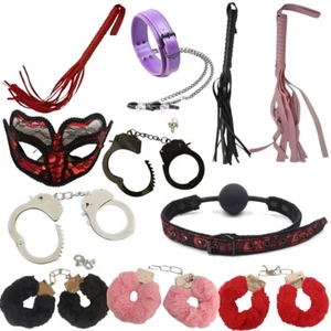 Adult Sexy Handcuffs Spanking Bondage Whip Dice Set Valentines Role Play lot set - Picture 1 of 68