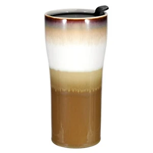 Double Wall Ceramic Coffee Mug with Lid, 15oz Large Insulated Travel Coffee M... - Picture 1 of 7