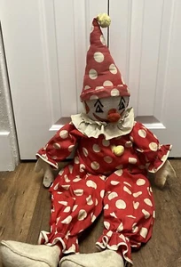 Vintage Stuart Inc. St. Paul MN. USA Red Polka Dot Pierrot Clown Fabric Doll 36” - Picture 1 of 6