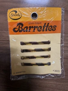 Vintage 1975 Goody 2 Inch Stay Tight Barrettes 3 Faux Tortoise Silver tone Retro - Picture 1 of 3