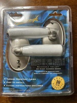 RARE! Gainsborough Locking Porcelain & Brushed Steel Lever Set Bed & Bath 88624 - Image 1 of 2