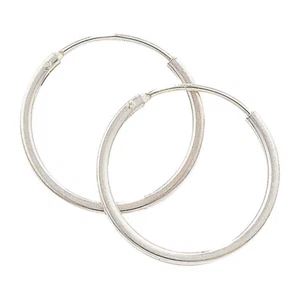 Sterling Silver Hoop Earrings 16mm Sleeper 925 Hallmarked British Made - Picture 1 of 3