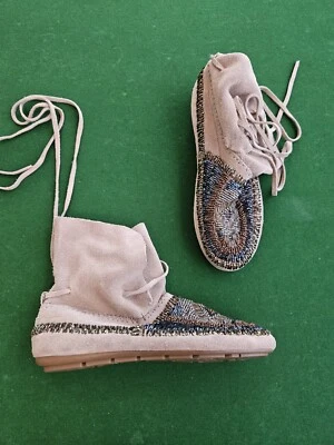 HOUSE OF HARLOW Moccasins Flats Suede Beaded Leather Booties Shoes Flats Size 36 Foto 1 de 4