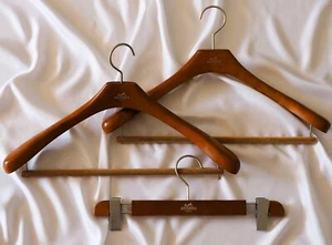 Hermes Paris Wooden clothing suit hanger + trousers / skirt bar Set of 3 - Picture 1 of 7
