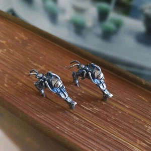 Handmade 925 Sterling Silver Insect Ant on Branch Small Hoop Earrings Unique - Picture 1 of 7