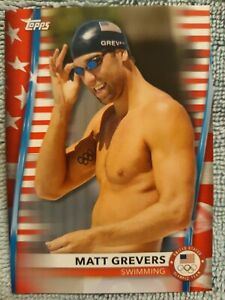 MATT GREVERS 2020 Topps OLYMPICS US FLAG PARALLEL /299 swimming #17