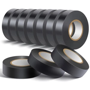 10 Pack Black Electrical Tape Waterproof，3/4 in x 60ft，High Temperature Electric - Picture 1 of 6