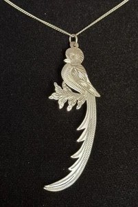 Vintage Sterling Silver 925 Phoenix Bird Pendant Estate Jewelry Paradise Design - Picture 1 of 6