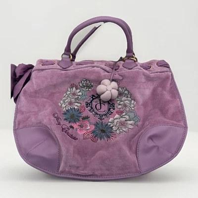 Bolso de Mano Vintage Púrpura Juicy Couture Bolso de Mano Terciopelo Beverly Grande Floral Foto 1 de 4