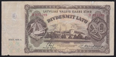 i-002307 Latvia 20 Latu 1935 F/VF - Image 1 of 2
