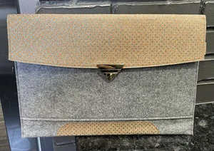 Wool Felt/Cork Tablet Case Envelope Handmade W/Mouse Pad Whimsical Glitter Stars - Picture 1 of 22