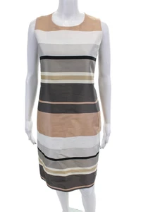 Lafayette 148 New York Womens Striped Sleeveless Shift Dress Multi Size 2 - Picture 1 of 6