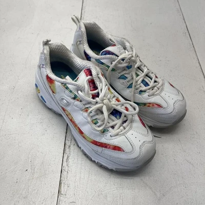 斯凯奇 D'Lites 鞋女式 7 码白色领带染料彩虹记忆泡沫 14901SW — 第 1/4 张图片