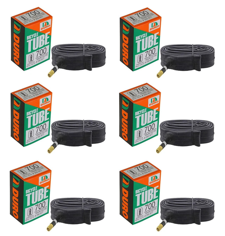 6 DURO BICYCLE Inner Tube 700 x 28c/32c/35c Bike SCHRADER 48mm LONG VALVE. - Image 1 of 1
