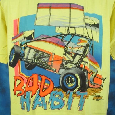 Camiseta NOS De Colección Años 80 BAD HABIT SPRINT CAR RACING GRANDE World of Outlaws Narc Foto 1 de 4