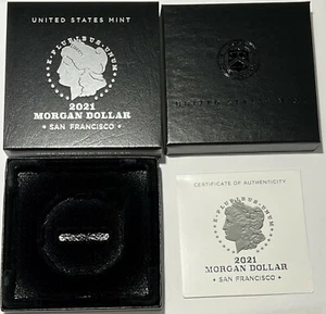 No Coin 2021 S $1 Silver Morgan Box & Coa No Capsule US Mint San Francisco - Foto 1 di 3