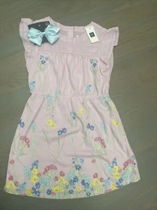 NWT Gap Kids girl SUMMER SPRING 2-piece lavender floral dress bow SET XS 4 4T 5 - Picture 1 of 8