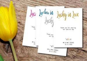 10X Lucky in Love Personalised Scratchcard/Lottery Ticket Holders Wedding GL2d1 - Picture 1 of 5