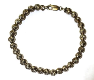 925 sterling silver round beads bracelet 7.8g 7.5" unique ladies - Picture 1 of 8