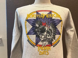 Vintage 90's North America Indian Days Browning, Montana Grey Crew Sweatshirt S - Picture 1 of 3