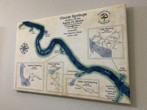 Ginnie Springs Section Map of the Santa Fe River Florida Framed - Picture 1 of 4