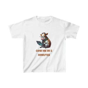 KIDS Cute Animal T-shirt, Busy Cow, Cow Me in 5 Minutes - Picture 1 of 5