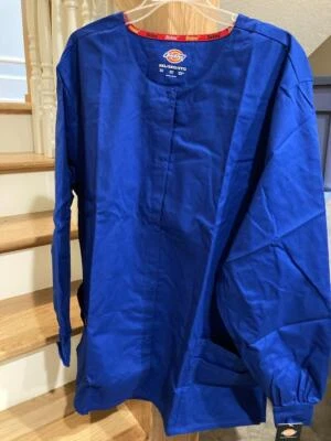 Dickies EDS NWT Woman's Plus Size 2X Galaxy Royal Blue Scrub Jacket Lab Coat - Image 1 of 4