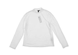 Eileen Fisher L4019 Womens White Mock Neck Long Sleeve Top Size S - Picture 1 of 4